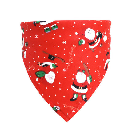 Pet Dog Christmas Print Triangle Scarf - Pimmbi