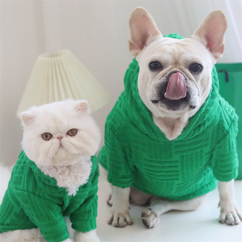 Dog V Green Terry Cloth Christmas Clothes - Pimmbi