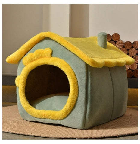 Foldable Dog House Pet Cat Bed Winter Dog Villa Sleep Kennel Removable Nest Warm Enclosed Cave Sofa Pets Supplies - Pimmbi