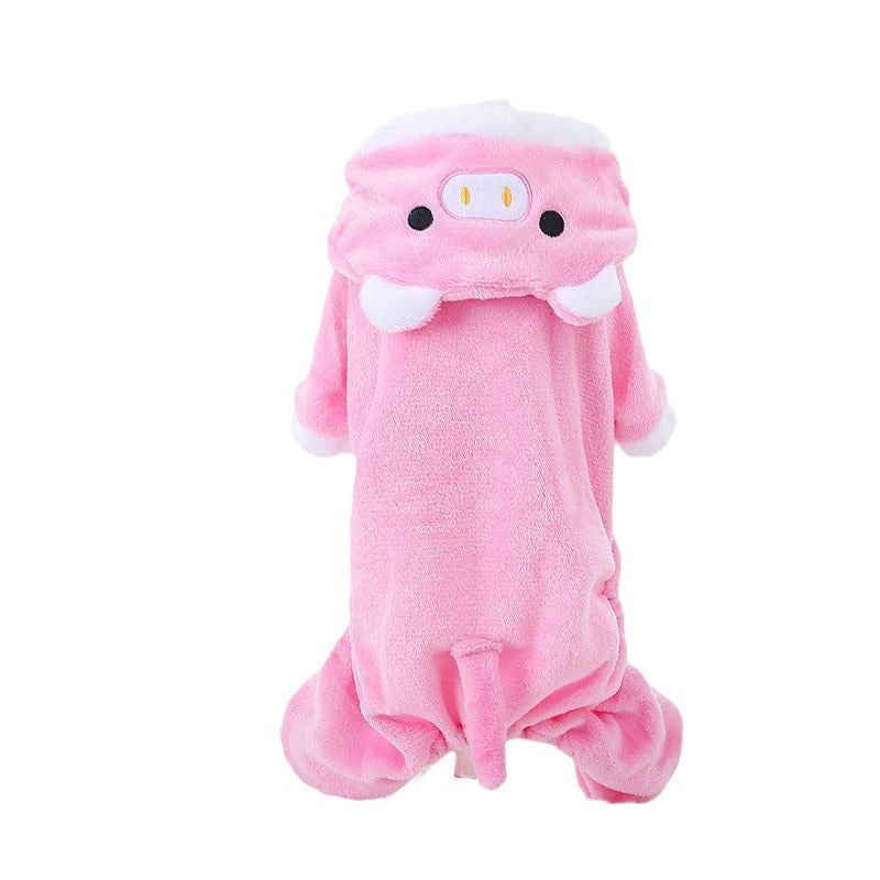 Fleece-lined Thermal Coral Fleece Pig Pet Costume Cat Clothes Small Dog - Pimmbi