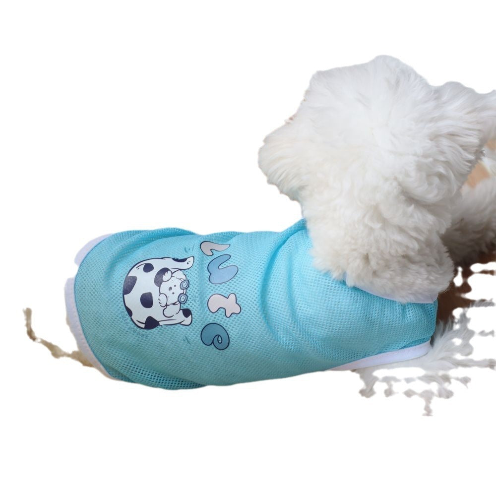 Spring And Summer Grid Pet Cute Cartoon Printed Vest - Pimmbi