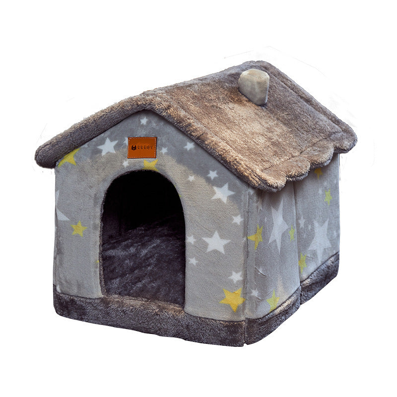 Foldable Dog House Pet Cat Bed Winter Dog Villa Sleep Kennel Removable Nest Warm Enclosed Cave Sofa Pets Supplies - Pimmbi