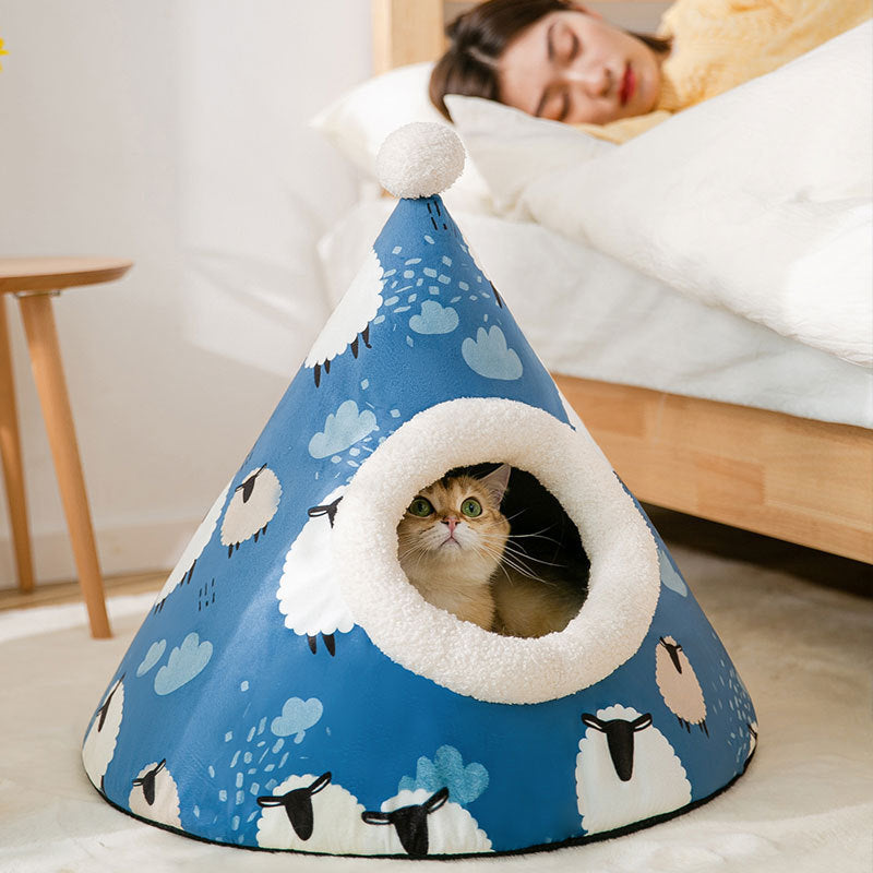 Triangle Yurt House Cat Litter For Cats Enclosed Pet Litter - Pimmbi