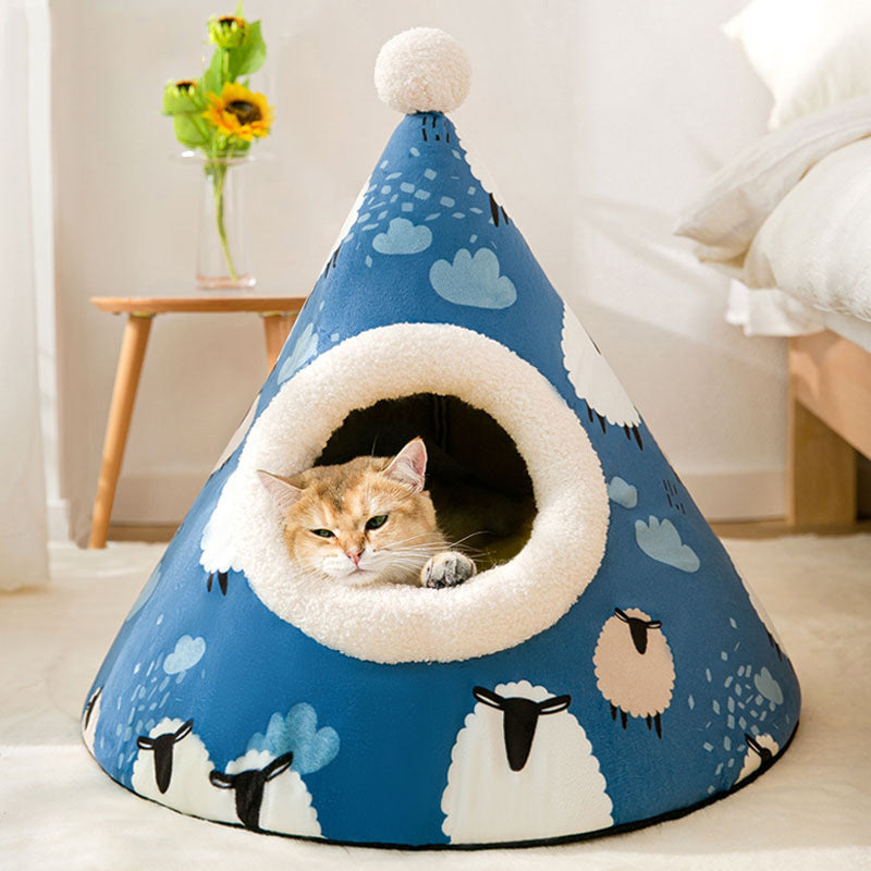 Triangle Yurt House Cat Litter For Cats Enclosed Pet Litter - Pimmbi