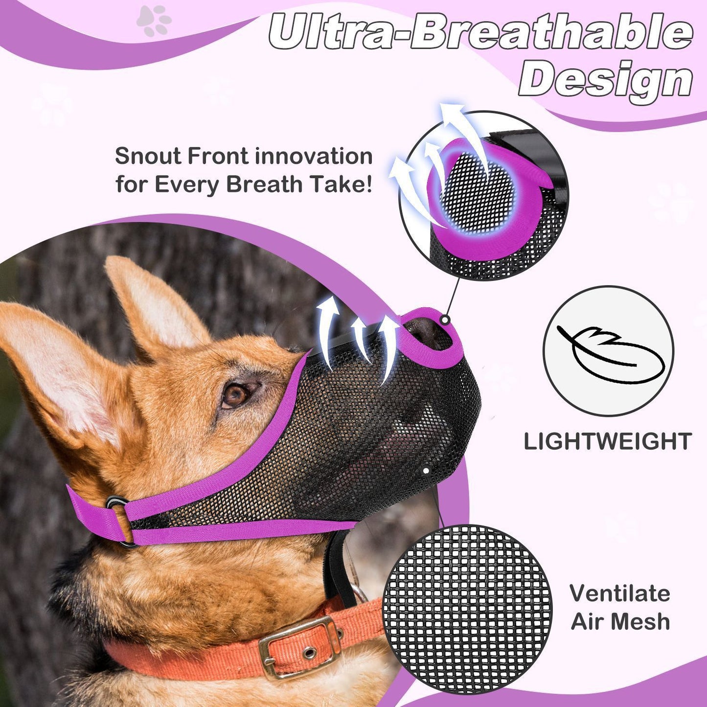 Pet Dog Muzzle Mask To Prevent It From Eating Randomly, Barking, And Biting. It's A Special Muzzle That Is Breathable And Has A Mesh Design - Pimmbi