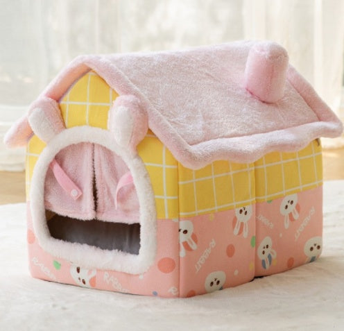 Foldable Dog House Pet Cat Bed Winter Dog Villa Sleep Kennel Removable Nest Warm Enclosed Cave Sofa Pets Supplies - Pimmbi