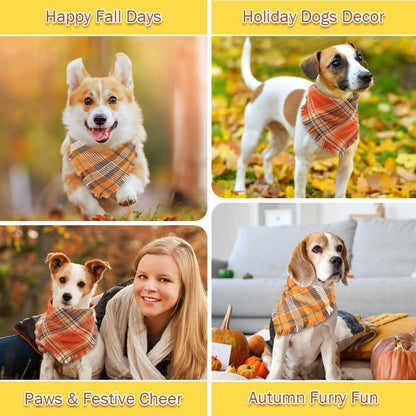 Vivifying Fall Dog Bandana With Tassels Edges Classic Plaid Triangle Dog Apparel Accessories Unny Dog Scarf Costume For Thanksgiving Photo Prop  And Party Decor - Pimmbi