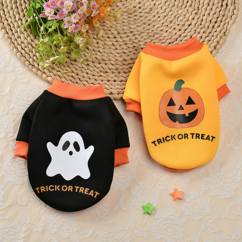 Halloween Pumpkin Skull Pet Teddy Small Dog Autumn Winter Sweater - Pimmbi