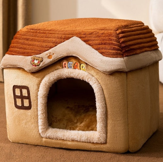 Foldable Dog House Pet Cat Bed Winter Dog Villa Sleep Kennel Removable Nest Warm Enclosed Cave Sofa Pets Supplies - Pimmbi