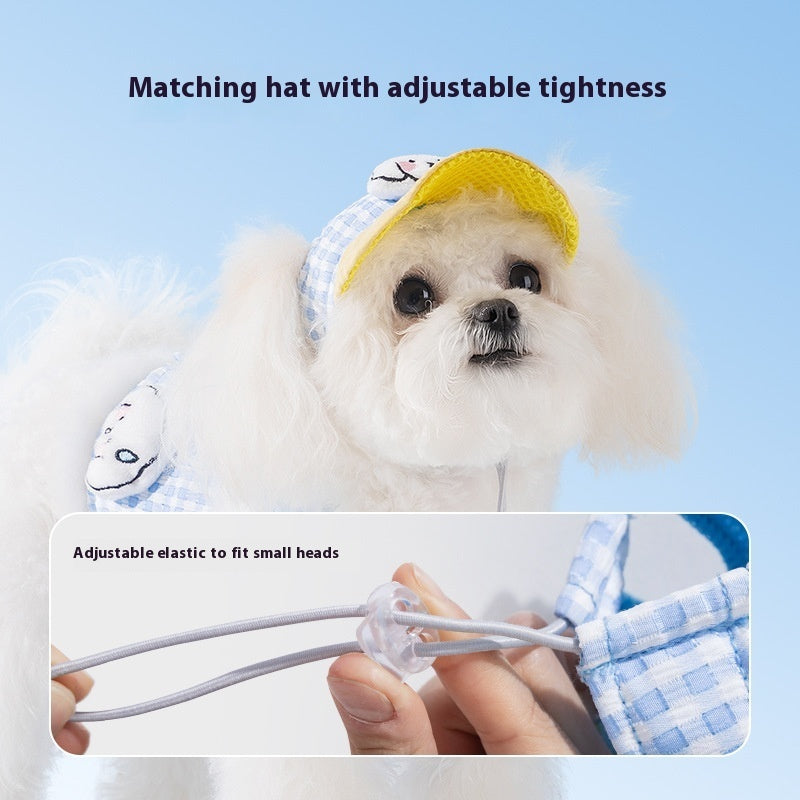Pet Dog Cat Hat Outdoor Sunshade Anti-strangulation Hand Holding Rope Chest Strap - Pimmbi