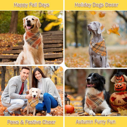 Vivifying Fall Dog Bandana With Tassels Edges Classic Plaid Triangle Dog Apparel Accessories Unny Dog Scarf Costume For Thanksgiving Photo Prop  And Party Decor - Pimmbi