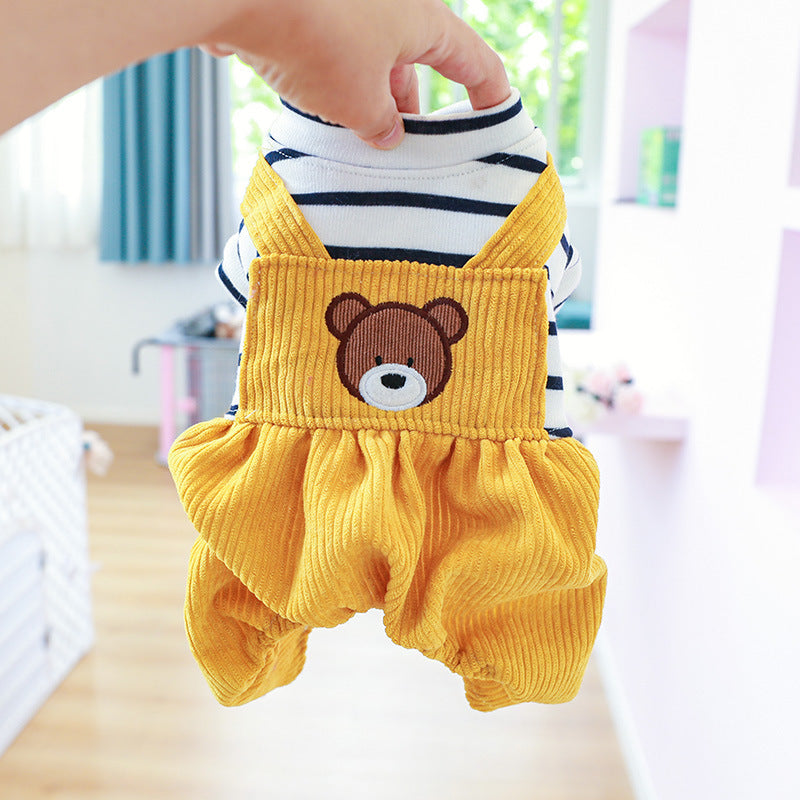 Teddy Fleece-lined Puppy Dog Clothing Four-legged Bread Bear Overalls - Pimmbi