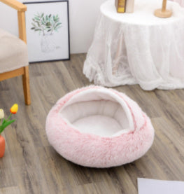 2 In 1 Dog And Cat Bed Pet Winter Bed Round Plush Warm Bed House Soft Long Plush Pets Bed Pet Products - Pimmbi