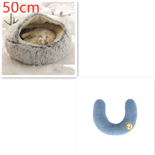 2 In 1 Dog And Cat Bed Pet Winter Bed Round Plush Warm Bed House Soft Long Plush Pets Bed Pet Products - Pimmbi