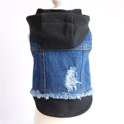 Pet Supplies Denim Dog Knitted Hooded Vest - Pimmbi