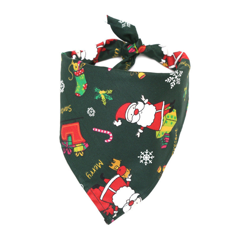 Pet Dog Christmas Print Triangle Scarf - Pimmbi