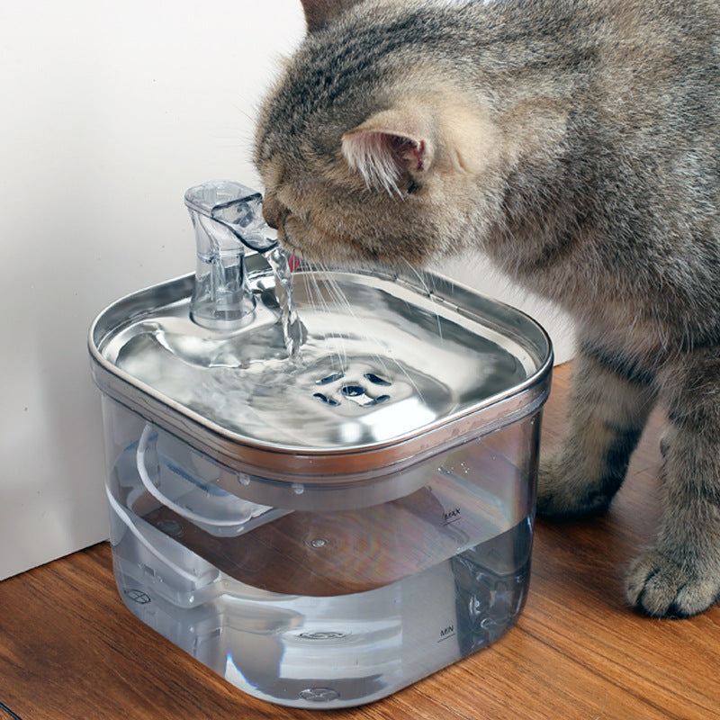 Pet Cat Dog Stainless Steel Automatic Circulation Water Dispenser Intelligent Fountain Pets Accessories - Pimmbi