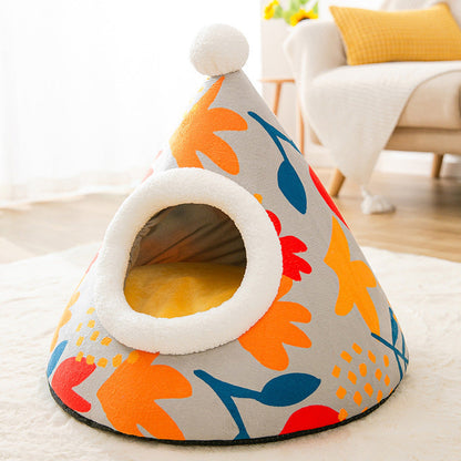 Triangle Yurt House Cat Litter For Cats Enclosed Pet Litter - Pimmbi