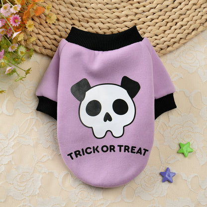 Halloween Pumpkin Skull Pet Teddy Small Dog Autumn Winter Sweater - Pimmbi