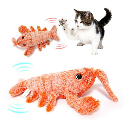 Pet Toys Electric Jumping Shrimp USB Charging Simulation Lobster Funny Cat Plush Pets Toy - Pimmbi